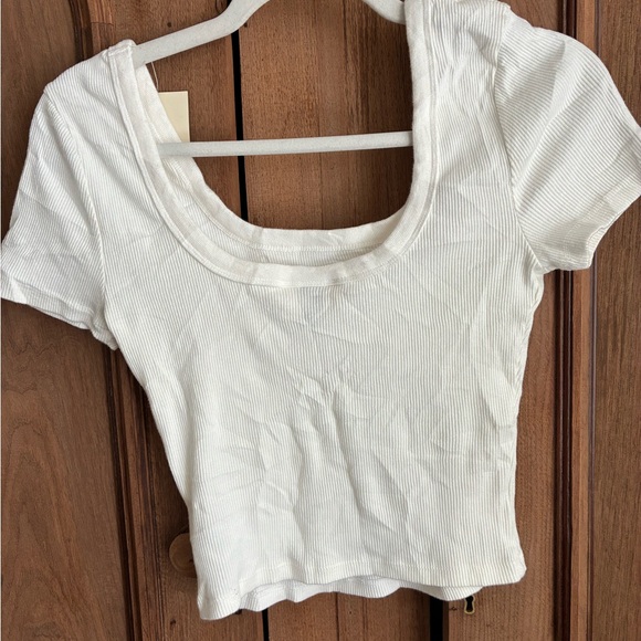 Universal Thread White Ribbed Square Neck Short Sleeve Crop Top - XS - Picture 2 of 2
